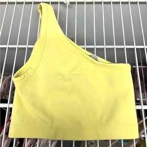 ZARA Yellow One Shoulder Crop Top